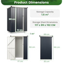 117 X 89 Cm Metal Outdoor Storage Shed For Bike Garbage-Grey