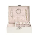 Sheonly White 2-Tier PU Leather Jewellery Box with Lock