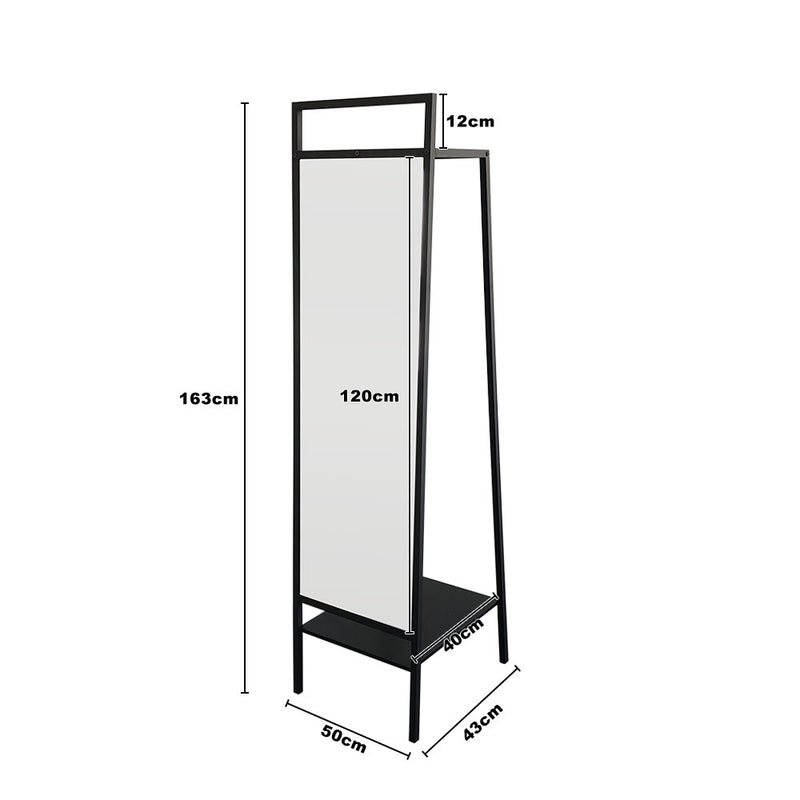 Livingandhome Modern Arched Metal Floor Mirror Black