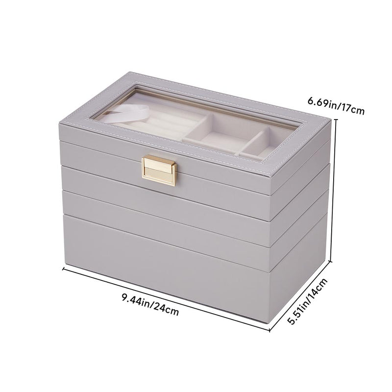 Sheonly 4-Tier Jewellery Storage Box with Transparent Lid