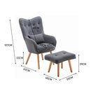 Livingandhome Frosted Velvet Upholstered Armchair with Footstool and Pillow