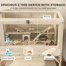 PawHut Wooden Hamster Cage, 2 Tier Hamster Habitat With Storage Shelf