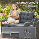 Outsunny 4 Piece Rattan Patio Furniture Set with Removable Cushion Covers