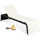 Rattan Sun Lounger with Cushion and Adjustable Feet