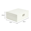 Sheonly White 2-Tier PU Leather Jewellery Box with Lock
