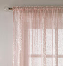 Pair of Pandora Blush Glittery Metallic Print Panel with Rod Pocket Header