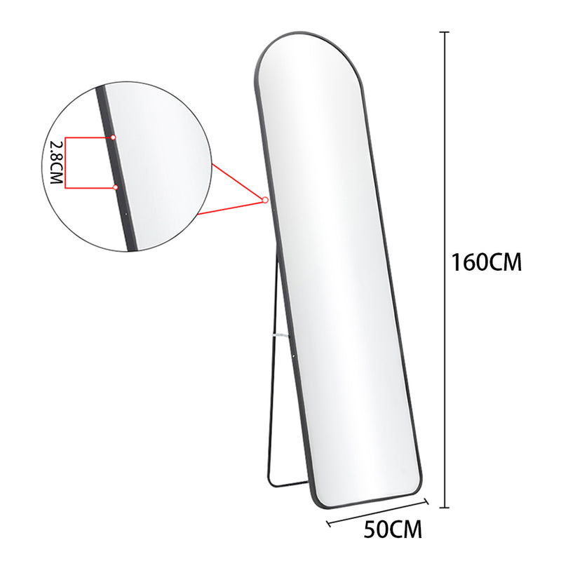 Livingandhome Modern Arched Metal Floor Mirror Black