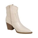 Embroidered Pointed Toe Cowboy Ankle Boots with Block Heel