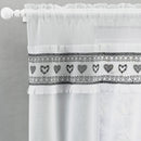 Tyrone Textiles Lucy Black Embroidered Heart Kitchen Window Set Curtain Pair with Frill Edging and Matching Tie Backs