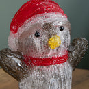 16cm Battery Operated Light Up Christmas Ice Penguin With 12 Cool White LEDs