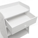 Livingandhome Hollow Carved Flower Pattern Side Table Nightstand with Drawer for Bedroom