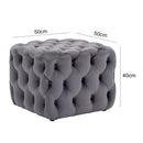 Livingandhome Square Velvet Upholstered Buttoned Footstool