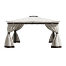 13 x 13FT Tiered Roof Metal Frame Patio Gazebo with Curtains