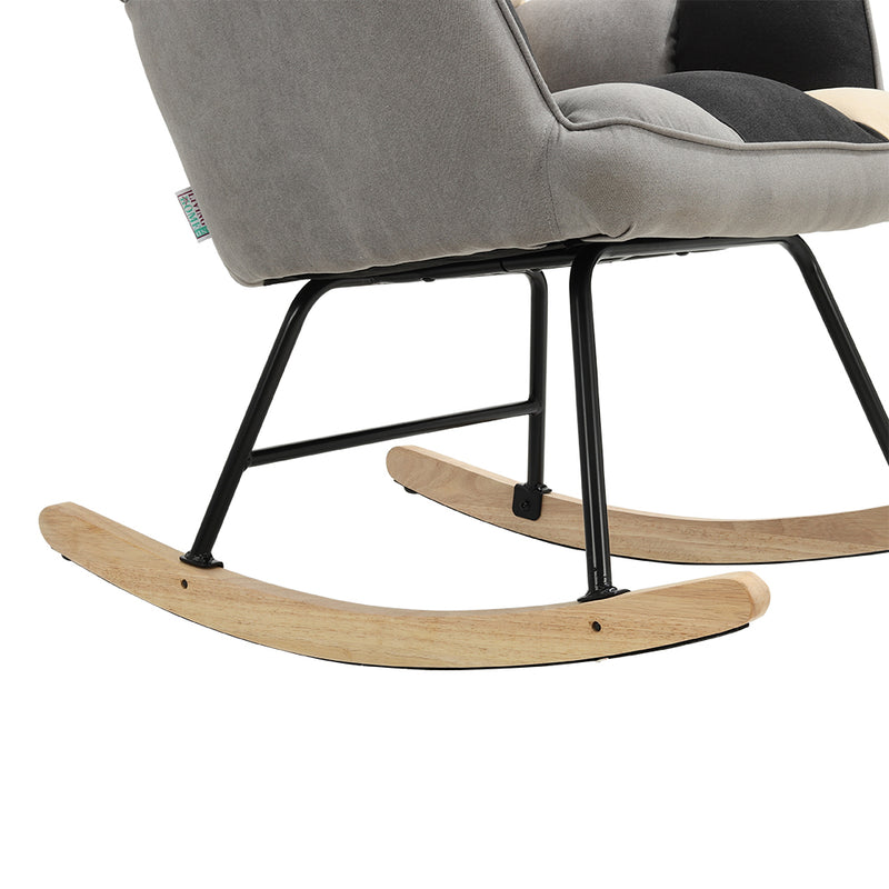 Livingandhome Tufted Linen Upholstered Rocking Chair