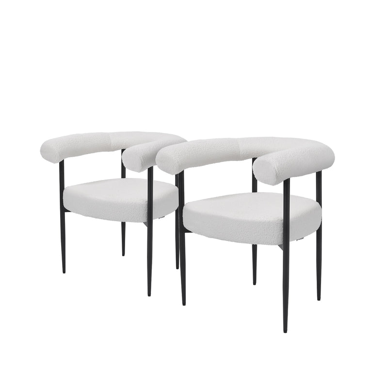 Livingandhome Set of 2 Modern Dining Chairs with Black Metal Legs
