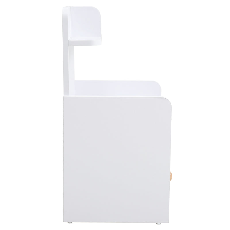 Livingandhome Wooden 1-Drawer Bedside Table Nightstand with a Shelf