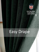 Chenille Blackout Taped Curtains Green