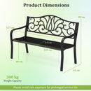 Outdoor Garden Bench with Floral Design Backrest and Slatted Seat