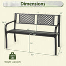 Garden Bench with Patterned Backrest and Curved Armrests