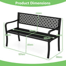 Garden Bench with Patterned Backrest and Curved Armrests