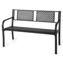 Garden Bench with Patterned Backrest and Curved Armrests
