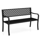 Garden Bench with Patterned Backrest and Curved Armrests