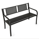 Garden Bench with Patterned Backrest and Curved Armrests