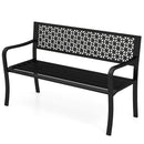 Garden Bench with Patterned Backrest and Curved Armrests
