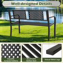 Garden Bench with Patterned Backrest and Curved Armrests