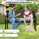 Garden Bench with Patterned Backrest and Curved Armrests