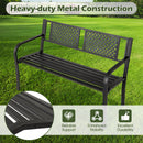 Garden Bench with Patterned Backrest and Curved Armrests