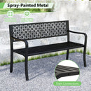 Garden Bench with Patterned Backrest and Curved Armrests