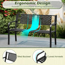 Garden Bench with Patterned Backrest and Curved Armrests