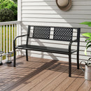Garden Bench with Patterned Backrest and Curved Armrests