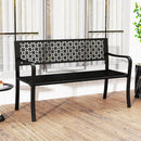 Garden Bench with Patterned Backrest and Curved Armrests