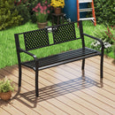 Garden Bench with Patterned Backrest and Curved Armrests