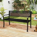 Garden Bench with Patterned Backrest and Curved Armrests