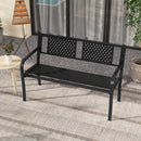 Garden Bench with Patterned Backrest and Curved Armrests