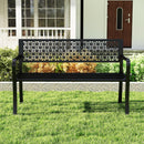 Garden Bench with Patterned Backrest and Curved Armrests