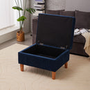 Livingandhome Chenille Storage Bench with Rubberwood Legs
