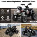 12V Electric Powered Quad Vehicle with Spring Suspension Oversized Wheels and Storage Basket-Black
