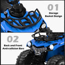 12V Electric Powered Quad Vehicle with Spring Suspension Oversized Wheels and Storage Basket-Blue