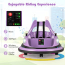 12V Kids Ride On Bumper Car with Dual Joysticks and 5 Light Effects-Purple