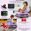 12V Kids Ride On Bumper Car with Dual Joysticks and 5 Light Effects-Purple