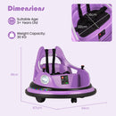 12V Kids Ride On Bumper Car with Dual Joysticks and 5 Light Effects-Purple