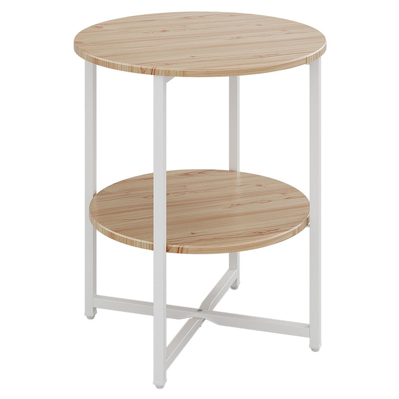 Livingandhome Small Round Coffee Table with 2 Tier