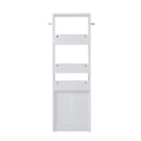 Livingandhome White Slim Storage Shelving Unit with Lockable Drawer