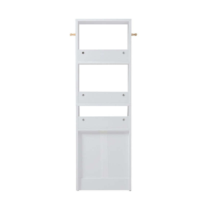 Livingandhome White Slim Storage Shelving Unit with Lockable Drawer