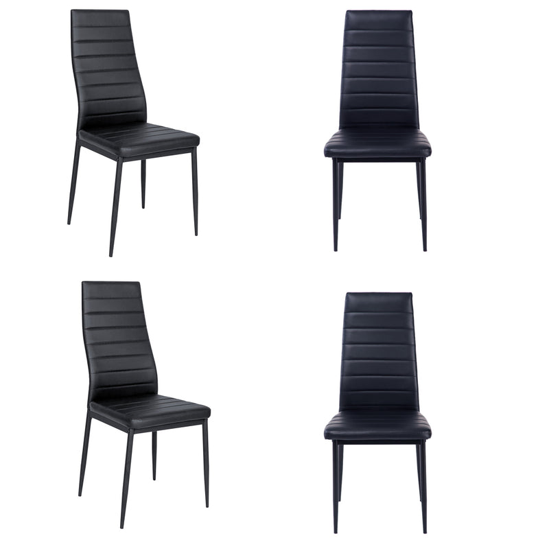 Livingandhome Set of 4 Modern Faux Leather Armless High Back Dining Chairs