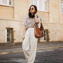 Modishion PU Leather Shoulder Bag Handbag Tote with Zipper Pouch